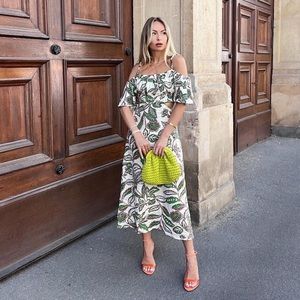 Zara linen blend print dress